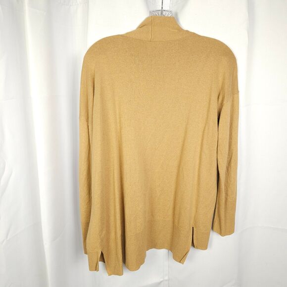 Chico's 1 Womens 8 Beige Tan Open Front Cotton Wool Blend Cardigan Sweater - Picture 3 of 6